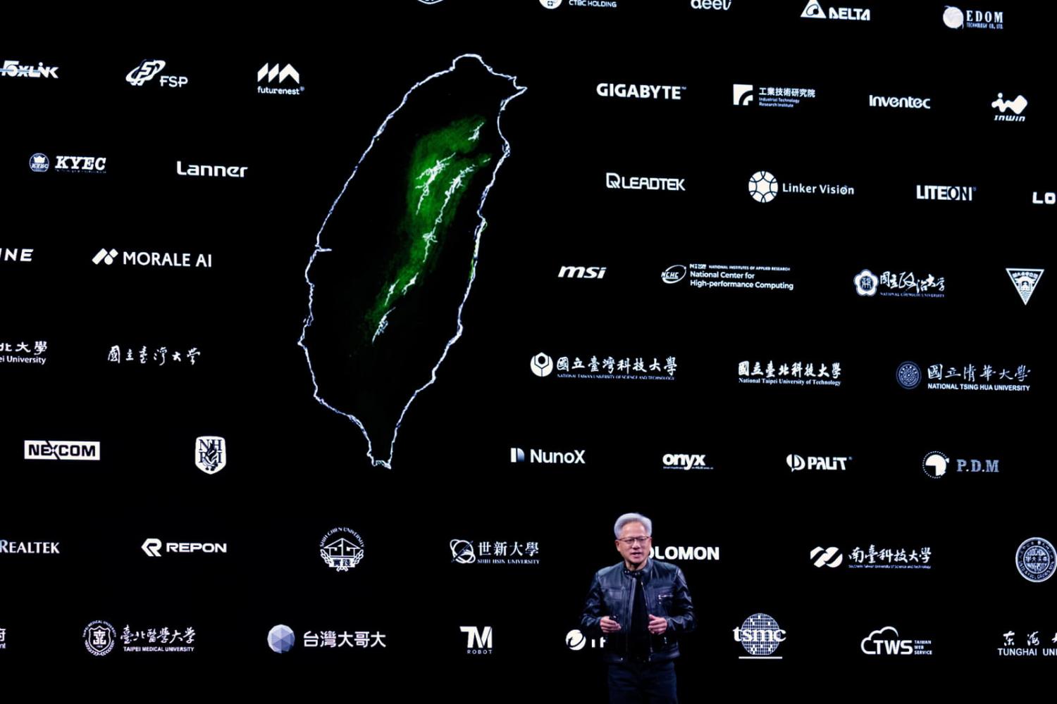 Jensen Huang, co-founder and chief executive officer of Nvidia Corp, at the Computex conference in Taipei, Taiwan, in May (Annabelle Chih/Bloomberg via Getty Images)